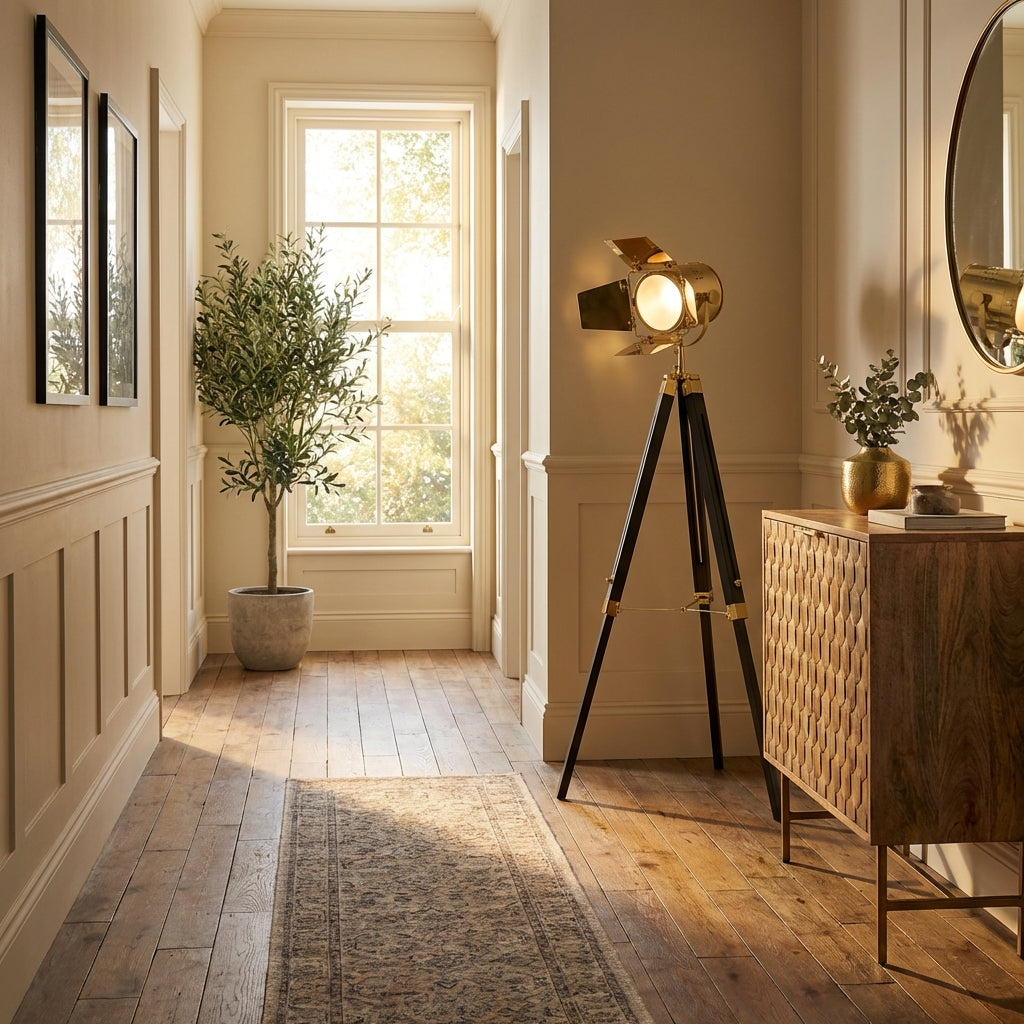 Gold and Black Tripod Floor Lamp – Studio Light Style – The Bonnie