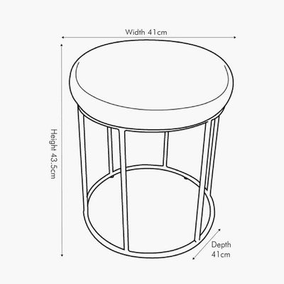 Verena Black Velvet and Gold Metal Stool