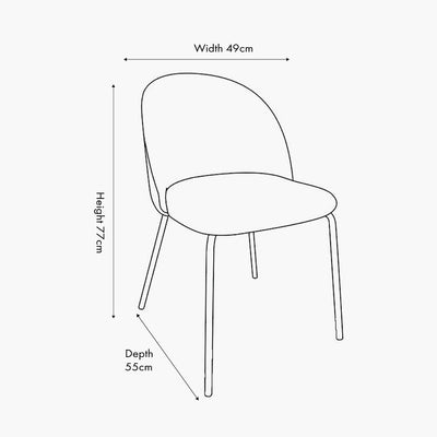 Turi Bouclé Fabric and Black Metal Dining Chair