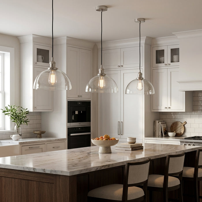 Cove Clear Glass Dome Pendant Light Antique Silver