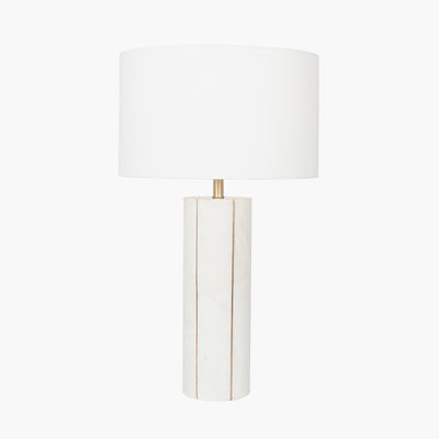 Venetia White Marble and Gold Metal Tall Table Lamp