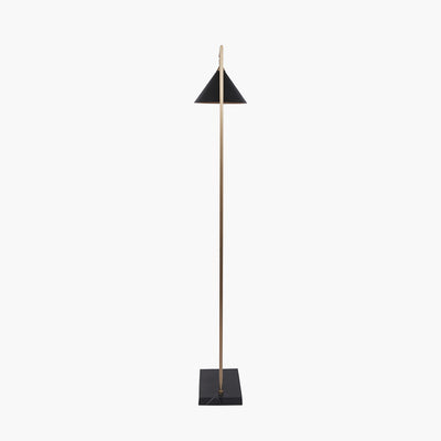Zeta Matt Black and Antique Brass Floor Lamp