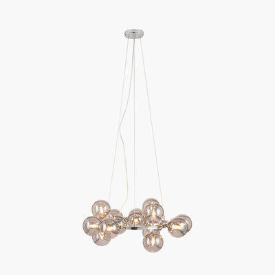 Vecchio Smoke Glass Ball and Chrome Metal Pendant