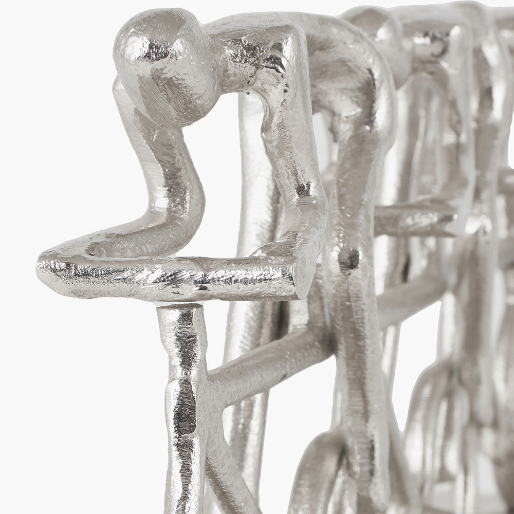 Silver Metal Triple Cyclist Ornament