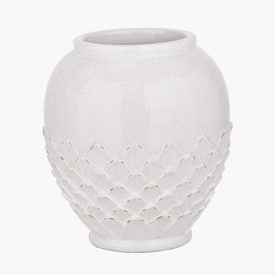 Willow White Leaf Detail Stoneware Vase