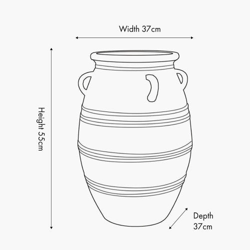 Grey Wash Fibrestone Decorative Vase with Handles Large