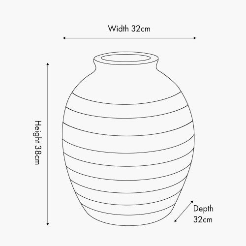 White Wash Fibrestone Decorative Ribbed Vase