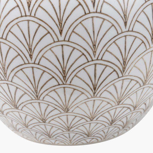 Barbier White Art Deco Fan Ceramic Vase