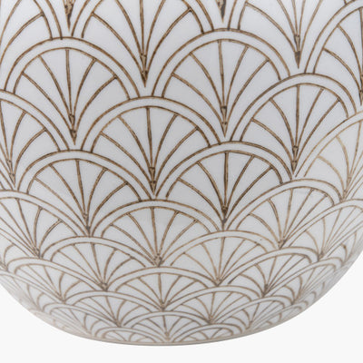 Barbier White Art Deco Fan Ceramic Vase