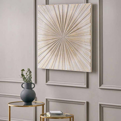 White and Gold Metal Sunburst Wall Art