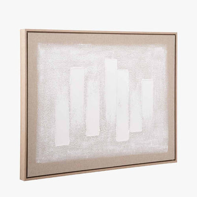 White and Natural Textured Canvas with Natural Frame