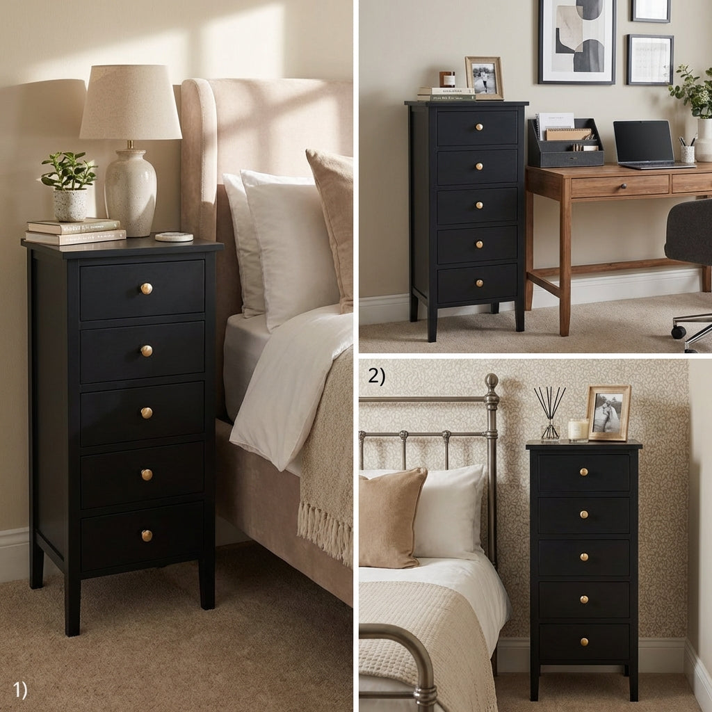 Noir 5 Drawer Tall Chest