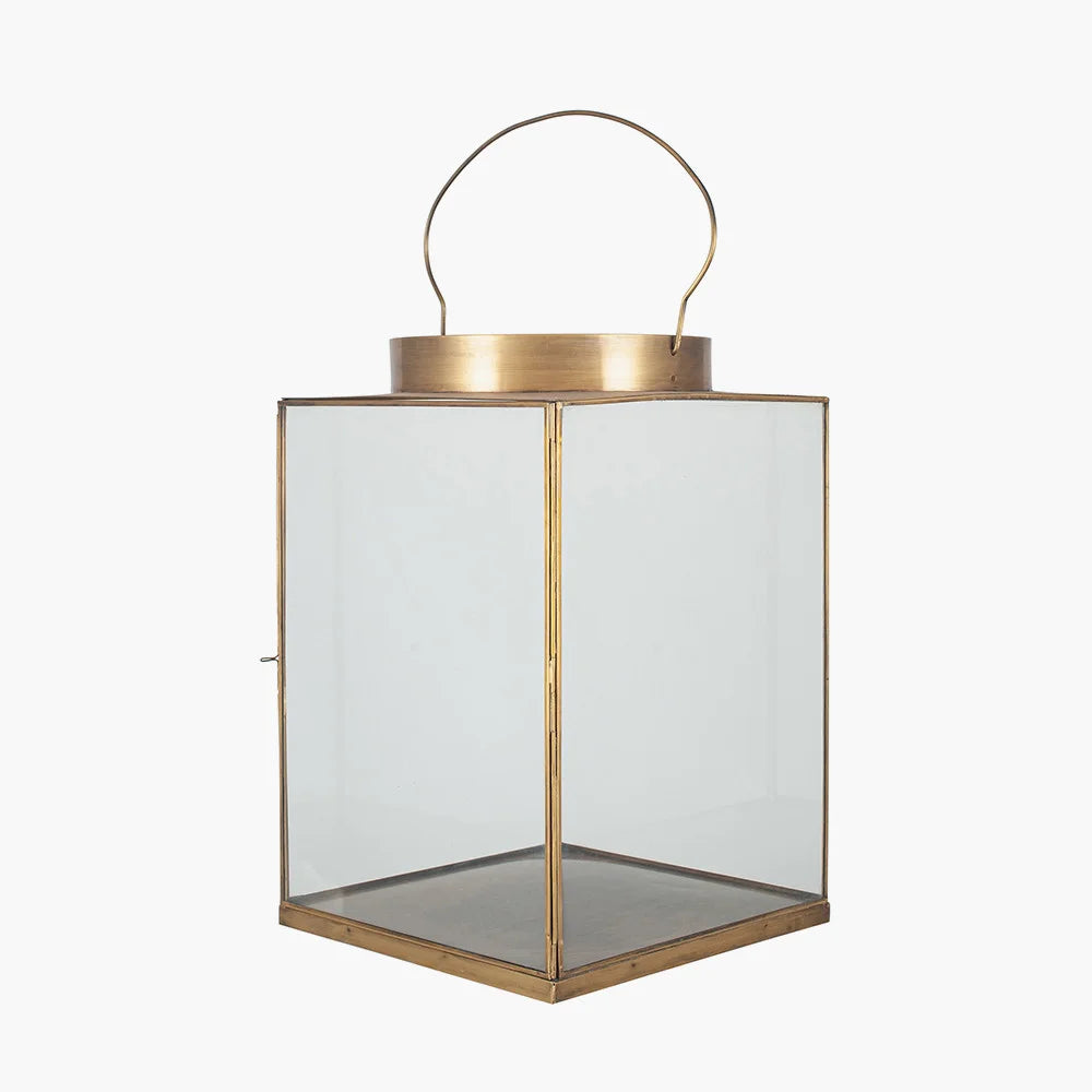 Antique-Brass-Metal-and-Glass-Square-Lantern-Large-3