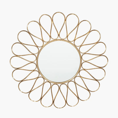 Antique-Gold-Metal-Petal-Design-Round-Wall-Mirror-3