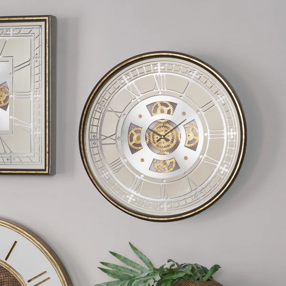 Antique-Gold-Wood-and-Mirror-Working-Cog-Round-Wall-Clock_1
