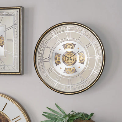 Antique-Gold-Wood-and-Mirror-Working-Cog-Round-Wall-Clock_1