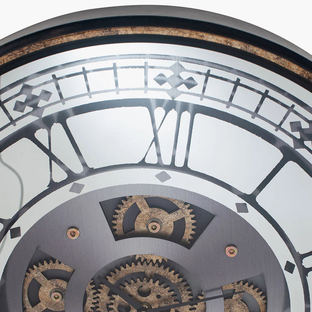 Antique-Gold-Wood-and-Mirror-Working-Cog-Round-Wall-Clock_3