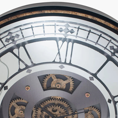 Antique-Gold-Wood-and-Mirror-Working-Cog-Round-Wall-Clock_3
