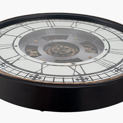 Antique-Gold-Wood-and-Mirror-Working-Cog-Round-Wall-Clock_5