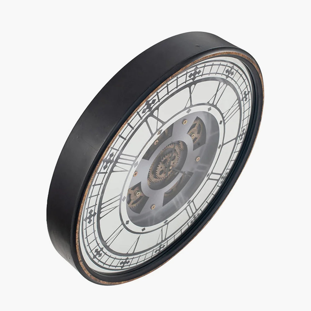 Antique-Gold-Wood-and-Mirror-Working-Cog-Round-Wall-Clock_6
