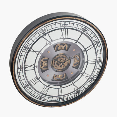 Antique-Gold-Wood-and-Mirror-Working-Cog-Round-Wall-Clock_7