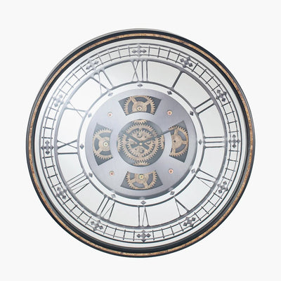 Antique-Gold-Wood-and-Mirror-Working-Cog-Round-Wall-Clock_8