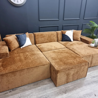 Atlanta_Sofa_U_Shape_Orange_with_stool