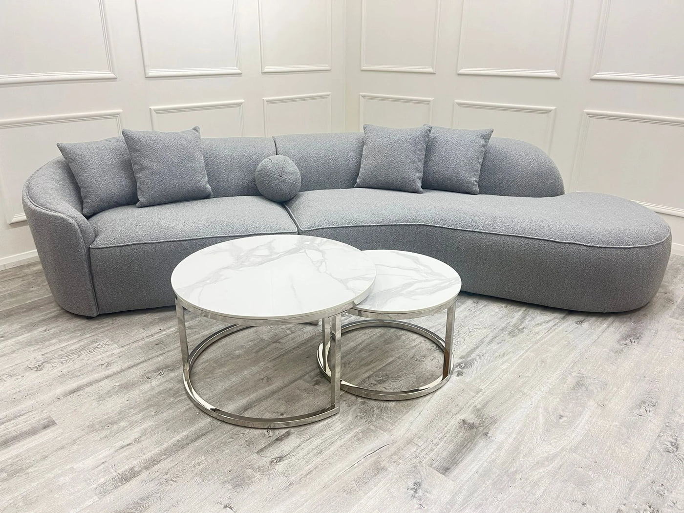 Cato-Nest-of-2-Short-Round-Coffee-Silver-Tables-with-Polar-White-Sintered-Stone-Tops-3