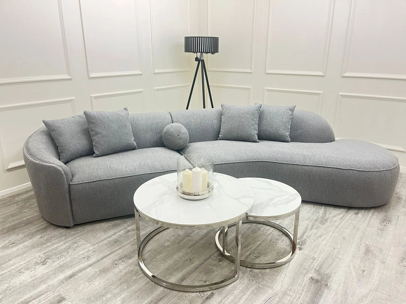 Cato-Nest-of-2-Short-Round-Coffee-Silver-Tables-with-Polar-White-Sintered-Stone-Tops-5