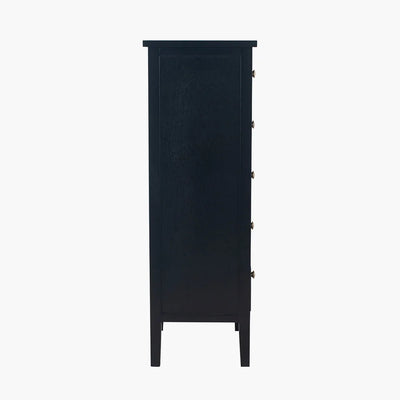 Chelmsford-Satin-Black-Pine-Wood-5-Drawer-Tall-Boy_2