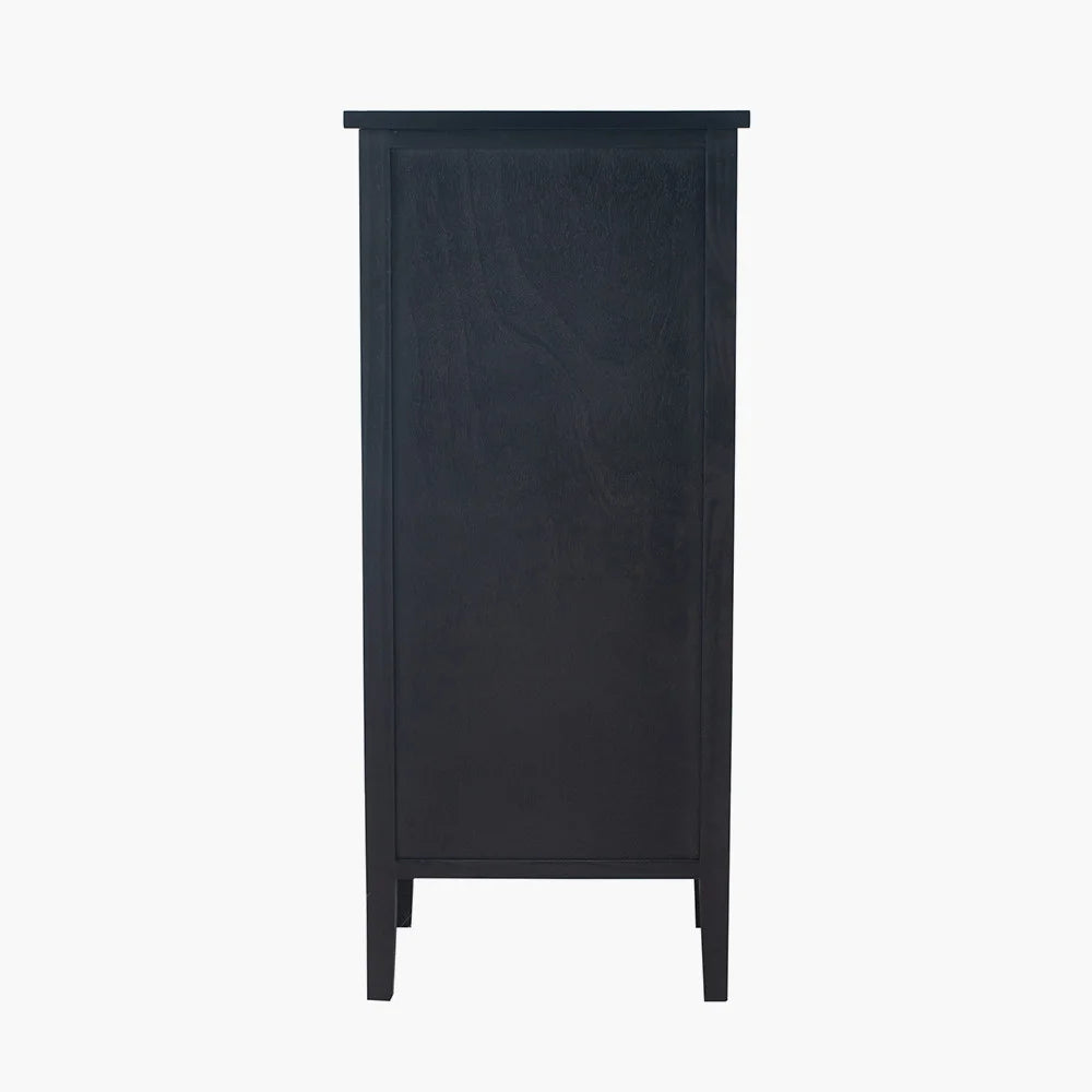 Chelmsford-Satin-Black-Pine-Wood-5-Drawer-Tall-Boy_3