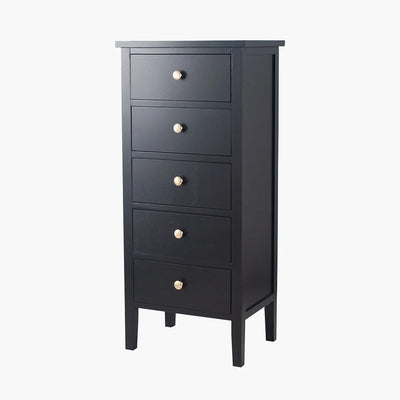 Chelmsford-Satin-Black-Pine-Wood-5-Drawer-Tall-Boy_4
