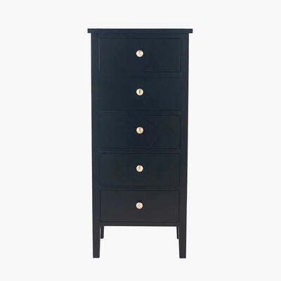 Chelmsford-Satin-Black-Pine-Wood-5-Drawer-Tall-Boy_5