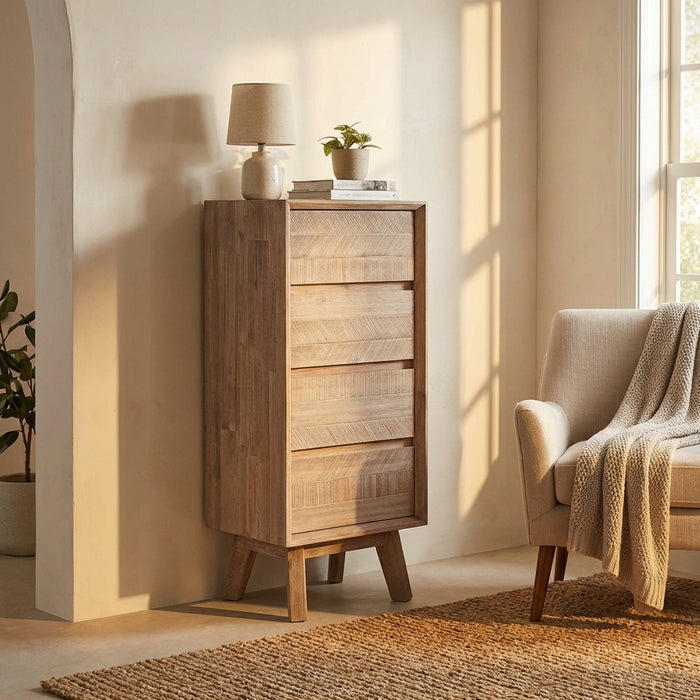 Dune 4 Drawer Wooden Tallboy