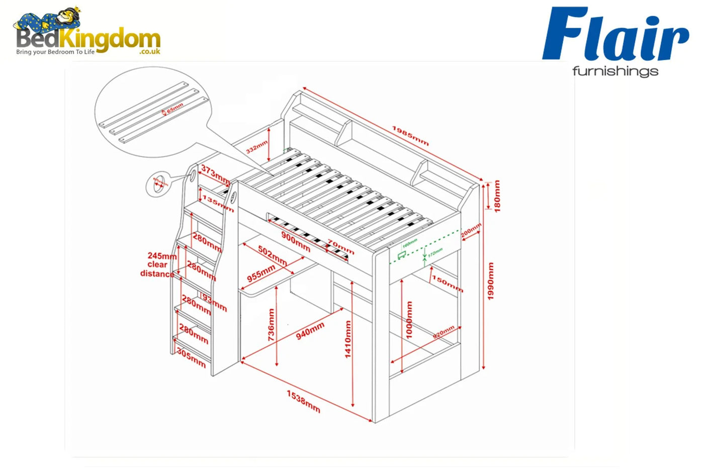 Flair-Cosmic-High-Sleeper-Frame-dimensions
