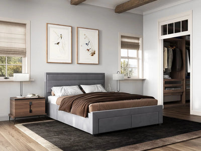 Flair-Heybrook-Four-Drawer-Fabric-Bed-Frame-Grey