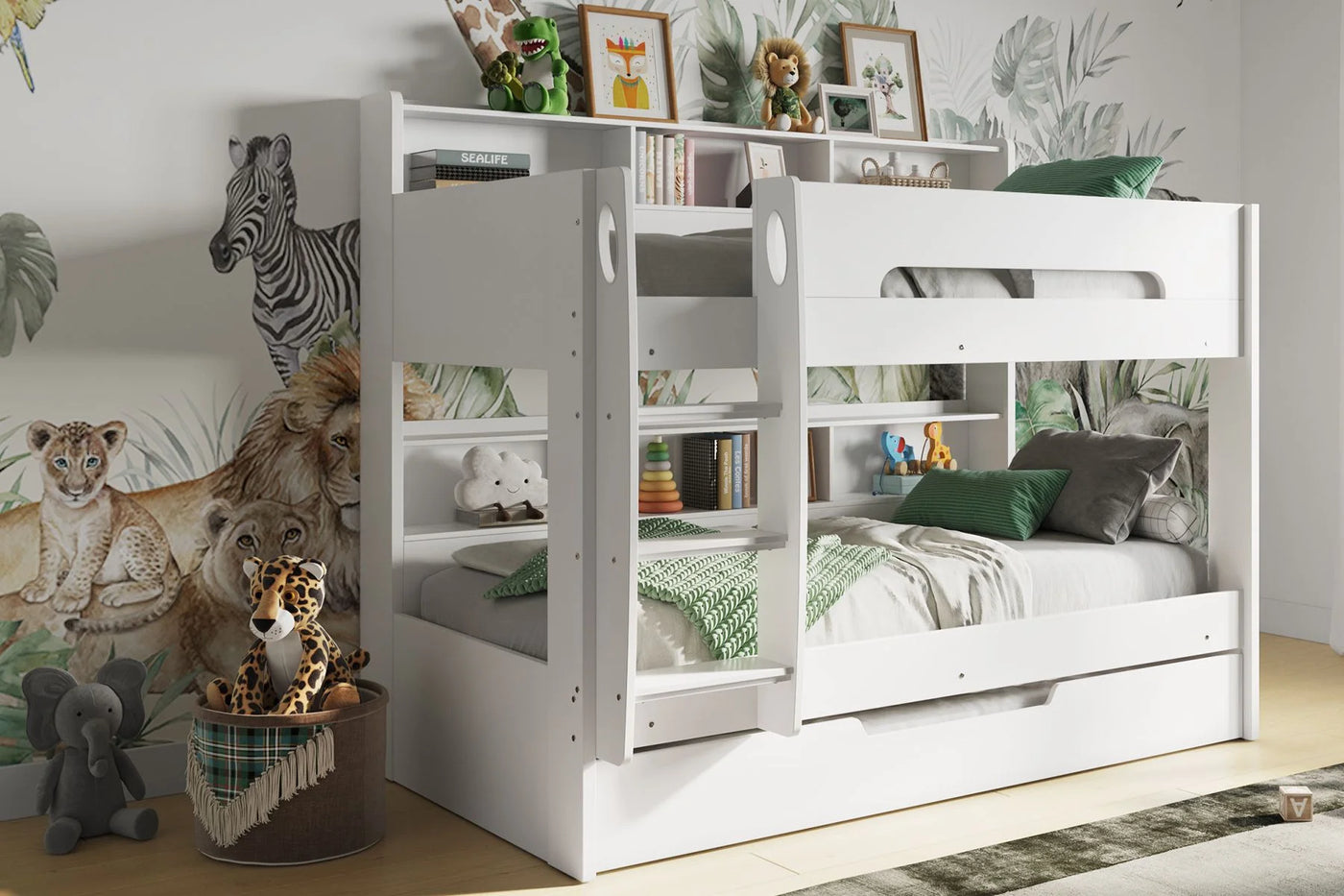 Flair-Interstellar-Bunk-Bed-White-with-Optional-Trundle-Angled-View-2