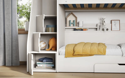 Flair-Slick-Staircase-Bunk-Bed-White-Close-Up-View