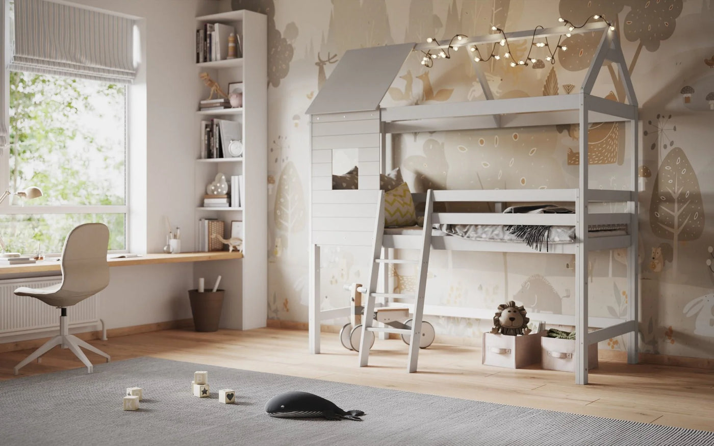Flair-White-Wooden-Hideaway-Treehouse-Mid-Sleeper-4
