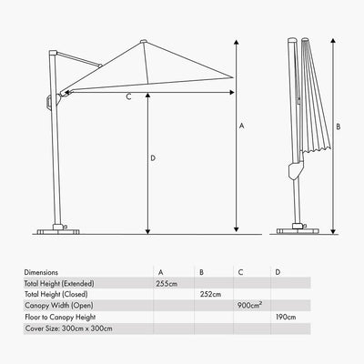 Glow-Challenger-T2-3m-Square-Taupe-Free-Arm-Parasol_2