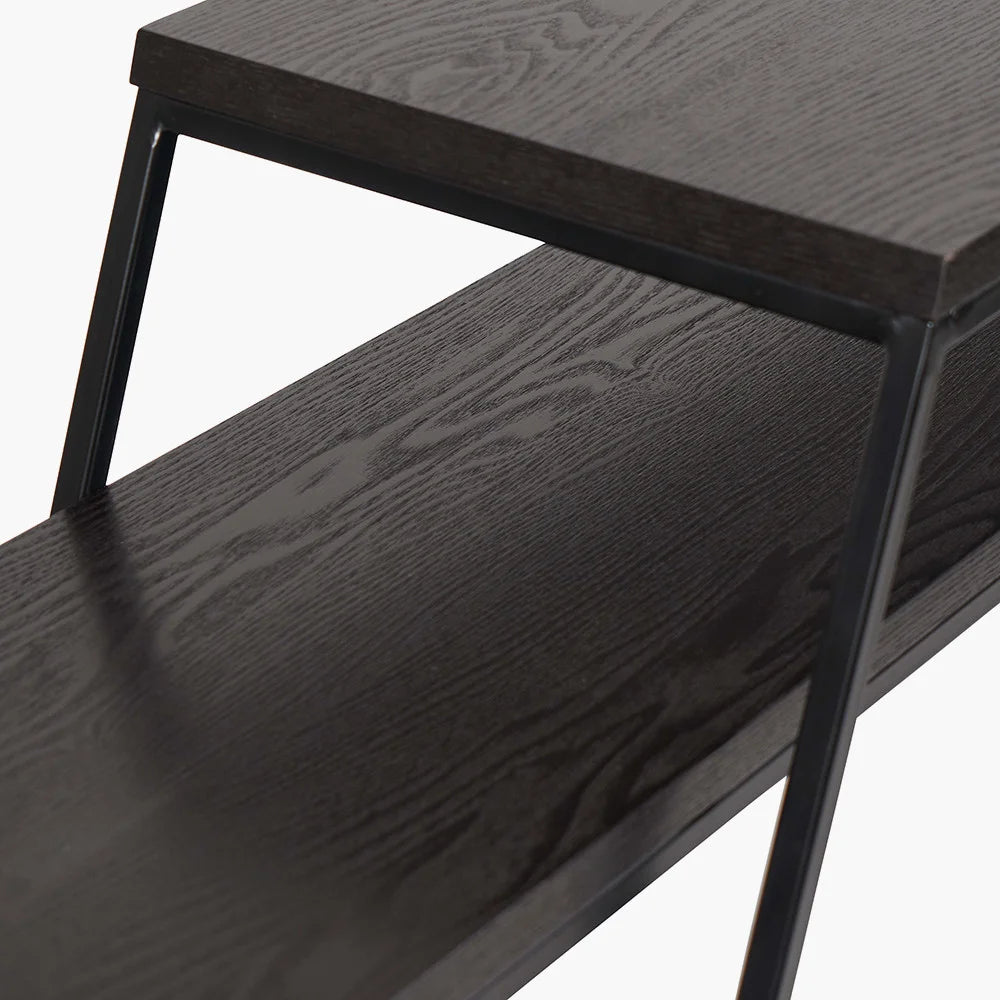 Mashiko-Set-of-2-Black-Ash-Veneer-and-Black-Metal-Console-Tables_3