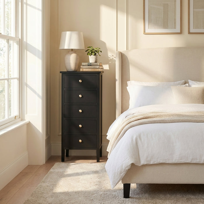 Noir Black Tallboy Chest of Drawers