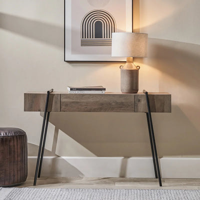 Osato-Light-Brown-Wood-Veneer-and-Black-Metal-1-Drawer-Console-Table_1