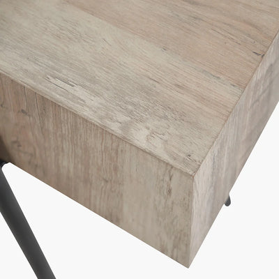 Osato-Light-Brown-Wood-Veneer-and-Black-Metal-1-Drawer-Console-Table_3