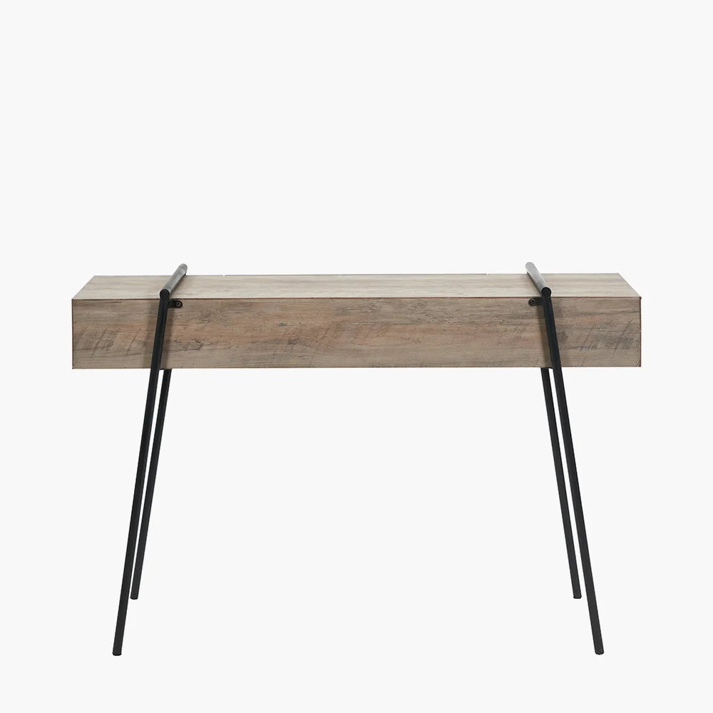 Osato-Light-Brown-Wood-Veneer-and-Black-Metal-1-Drawer-Console-Table_6