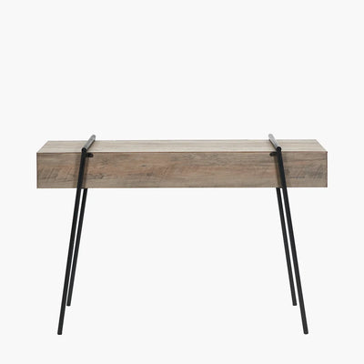 Osato-Light-Brown-Wood-Veneer-and-Black-Metal-1-Drawer-Console-Table_6