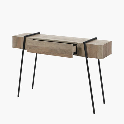 Osato-Light-Brown-Wood-Veneer-and-Black-Metal-1-Drawer-Console-Table_8