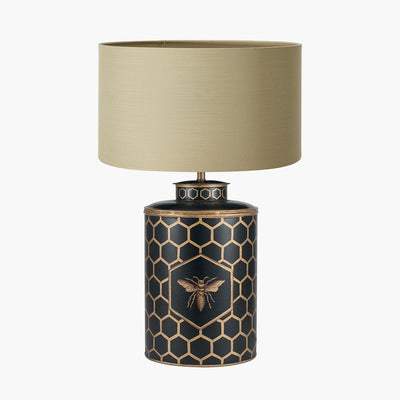 Pacific-Lifestyle-Black-Honeycomb-Hand-Painted-Metal-Table-Lamp-Base-with-Harry-45cm-Taupe-Cotton-Mix-Cylinder-Lampshade_1