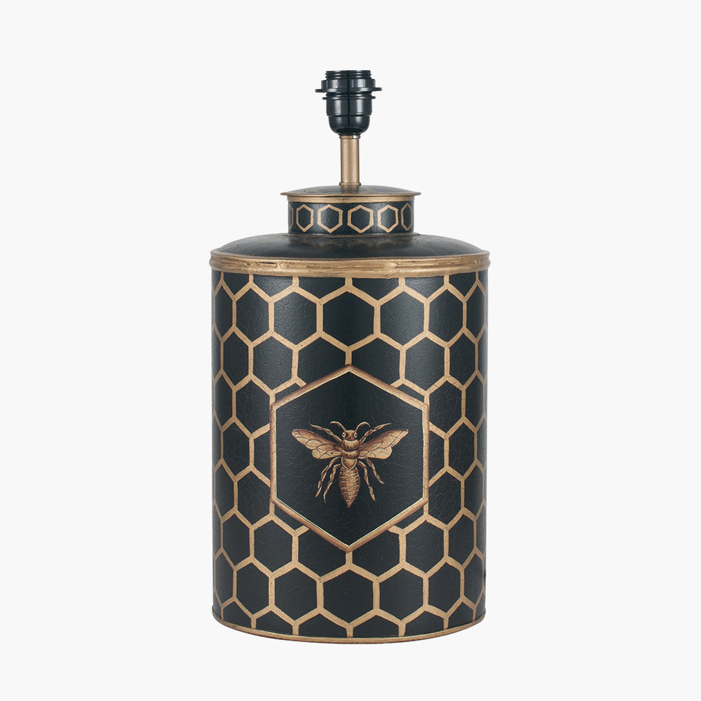 Pacific-Lifestyle-Black-Honeycomb-Hand-Painted-Metal-Table-Lamp-Base-with-Harry-45cm-Taupe-Cotton-Mix-Cylinder-Lampshade_2