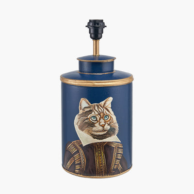 Pacific-Lifestyle-Cat-Blue-Hand-Painted-Metal-Table-Lamp-Base-with-Henry-35cm-Mustard-Handloom-Cylinder-Lampshade_2